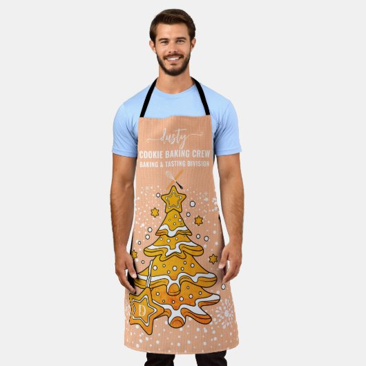 Peach Christmas Tree Cookie Backen Crew Schneefloc Schürze (Getragen)