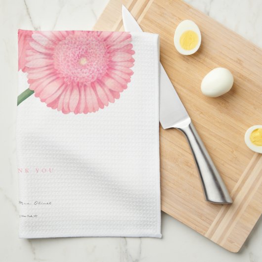 Peach Chrysanthemum Vielen Dank Geschirrtuch (Viertel Falte)