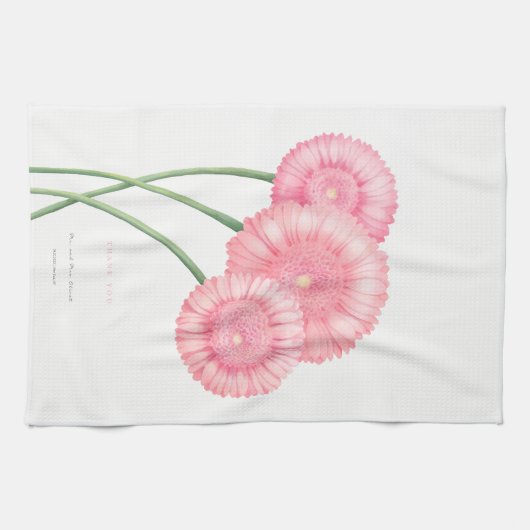 Peach Chrysanthemum Vielen Dank Geschirrtuch (Horizontal)