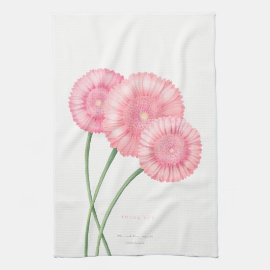 Peach Chrysanthemum Vielen Dank Geschirrtuch (Vertikal)