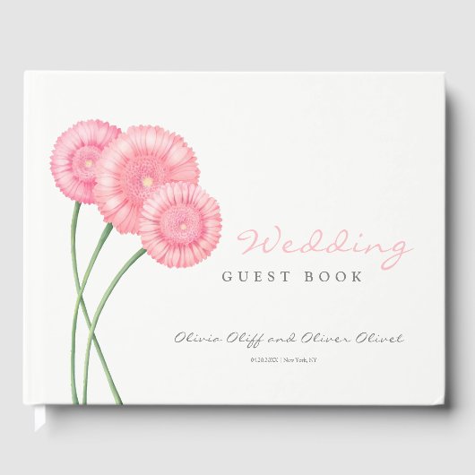 Peach Chrysanthemum Wedding Gästebuch (Vorderseite)