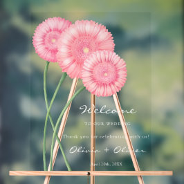Peach Chrysanthemum Wedding Willkommen Acrylschild