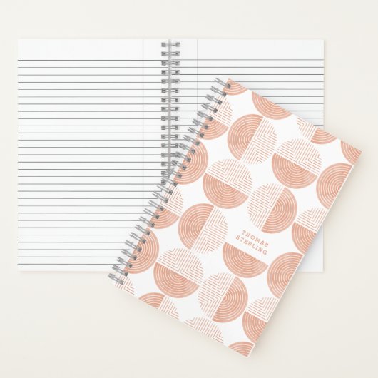 Peach Circle Geometric Muster Spiral Notebook Notizblock (Innen)