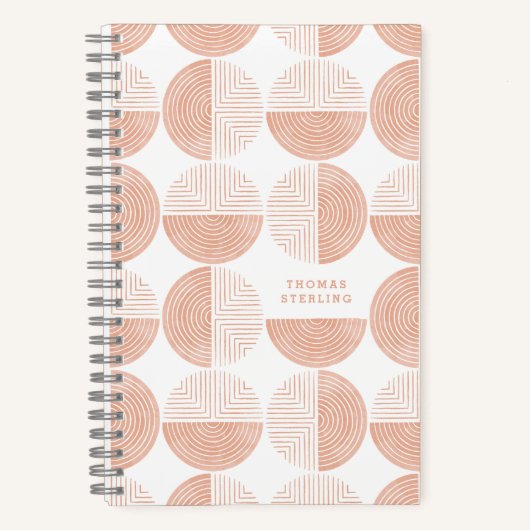 Peach Circle Geometric Muster Spiral Notebook Notizblock (Vorderseite)