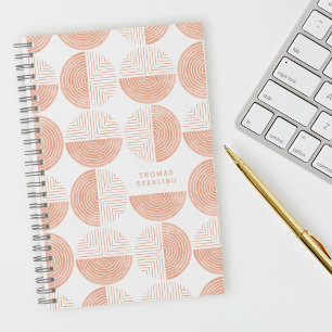 Peach Circle Geometric Muster Spiral Notebook Notizblock