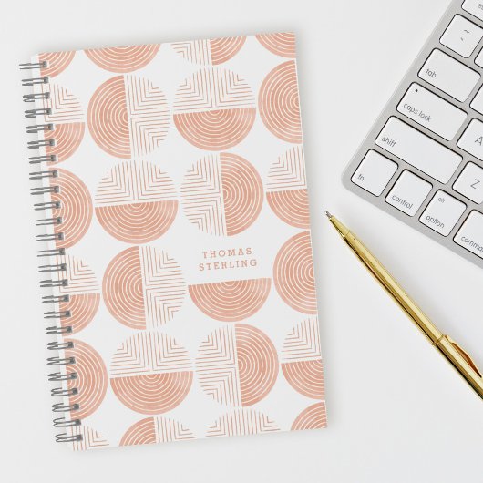 Peach Circle Geometric Muster Spiral Notebook Notizblock