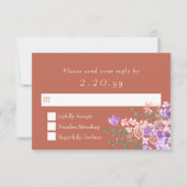 Peach, Clay, Lilac Rose Bouquet Wedding RSVP Card Karte (Vorderseite)