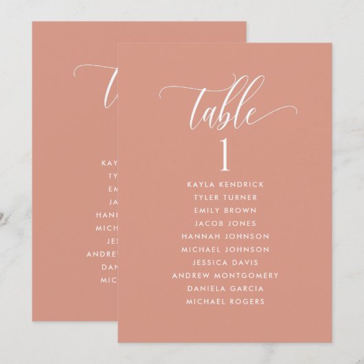 Peach Clay, Sitzplan-Karten mit Gästennamen (Vorne/Hinten)