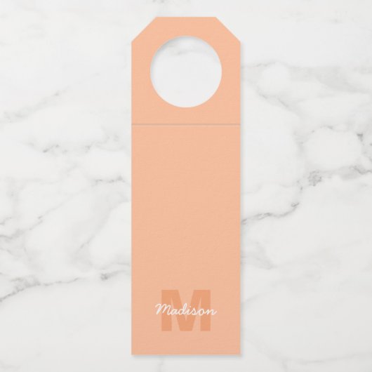 Peach color of 2024 with custom Monogram name Flaschenanhänger (Vorderseite)