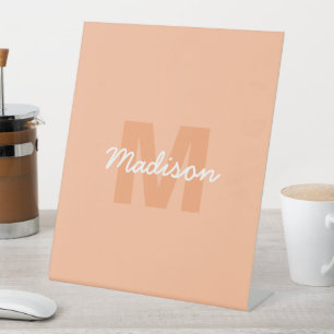 Peach color of 2024 with custom Monogram name Sockelschild