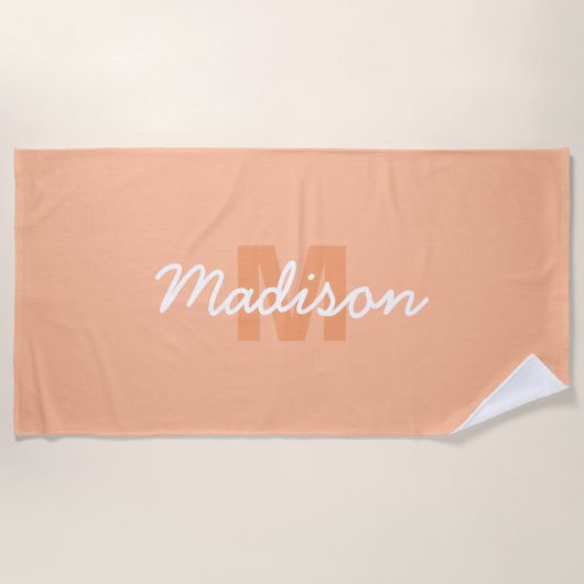 Peach color of 2024 with custom Monogram name Strandtuch (Vorderseite)
