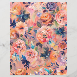 Peach color pastellfarben floral scrapbook paper
