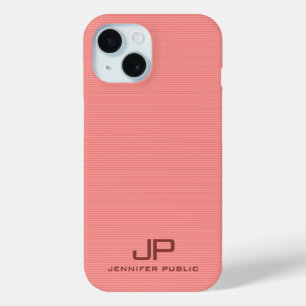 Peach Color Stripes Eleganter Trendy Monogram Name Case-Mate iPhone Hülle