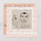 Peach Colored Baby Girl Geburtsankündigung Ankündigung (Vorne/Hinten)