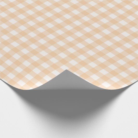Peach Colored Classic Gingham Prüfmuster Geschenkpapier (Ecke)