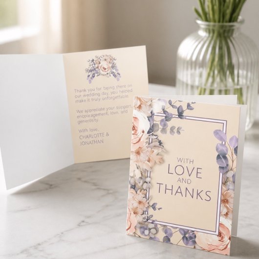 Peach Colored Floral Wedding Dankeskarte