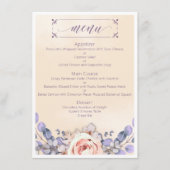Peach Colored Floral Wedding Menu Menükarte (Vorderseite)