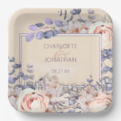 Peach Colored Floral Wedding Pappteller (Vorderseite)