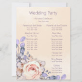 Peach Colored Floral Wedding Program Einladung (Rückseite)