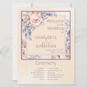 Peach Colored Floral Wedding Program Einladung (Vorderseite)