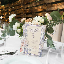 Peach Colored Floral Wedding Tischnummer