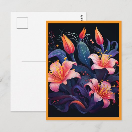 PEACH  COLORED FLOWERS #2 POSTKARTE (Vorne/Hinten)