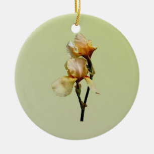 Peach Colored Irises Keramik Ornament