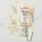 Peach Colored Irises Wedding Menu Menükarte (Vorne/Hinten)