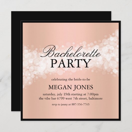 Peach Confetti Junggeselinnen-Abschied Einladung (Vorne/Hinten)