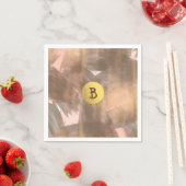 Peach & Copper Bronze Chic Modernes Monogramm Gold Serviette (Beispiel)