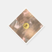 Peach & Copper Bronze Chic Modernes Monogramm Gold Serviette (Ecke)