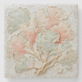 Peach Coral Coastal Branch Art Steinuntersetzer (Vorderseite)
