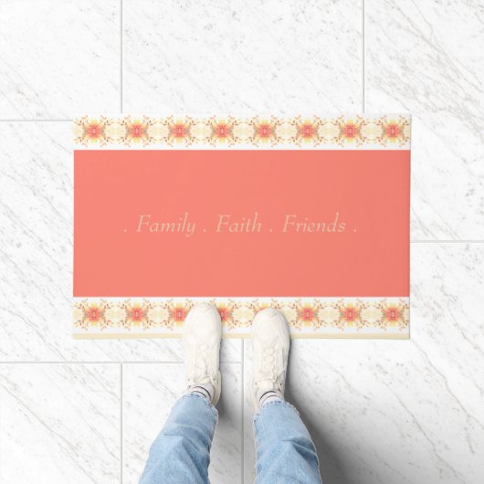 Peach Coral Floral Fußmatte (Indoor)