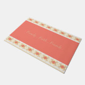 Peach Coral Floral Fußmatte (Schrägansicht)