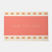 Peach Coral Floral Fußmatte (Vorderseite)