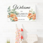 Peach Coral Greenerity Babys Atemberaubung Willkom Banner (Insitu)