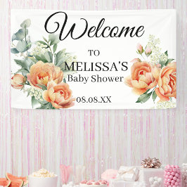 Peach Coral Greenerity Babys Atemberaubung Willkom Banner