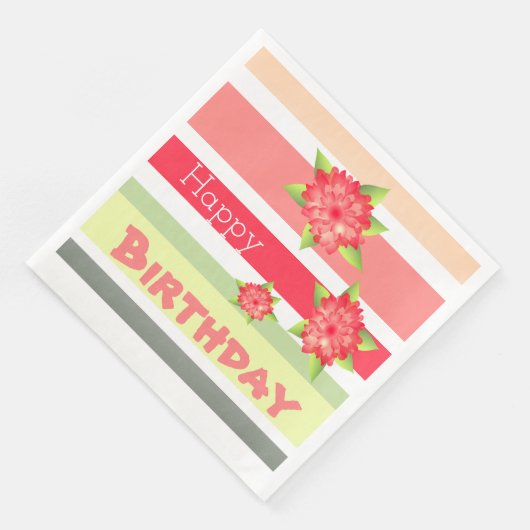 Peach Coral Lime Green und Red Serviette (Ecke)