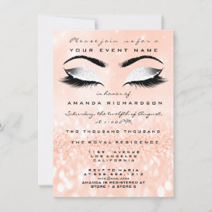 Peach Coral Makeup Weißer Glitzer 16. Bridal Showe Einladung