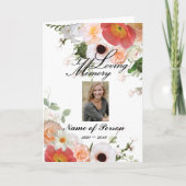 Peach Coral Orange Blume Beerdigung Programm (Vorderseite)
