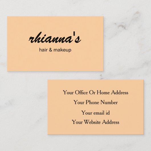 Peach Coral Orange Hair Makeup Berufliches Skript Visitenkarte (Vorne/Hinten)