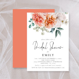 Peach Coral Peonies Florals Brautparty Einladung