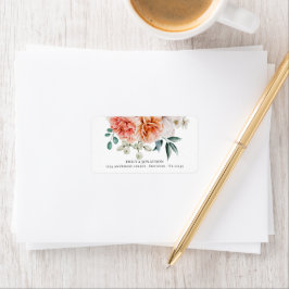 Peach Coral Peonies Florals Rücksendeadresse Adressaufkleber