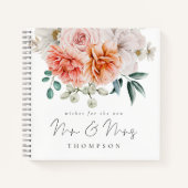 Peach Coral Peonies wünscht neue Mr. Guest Book Notizblock (Vorderseite)