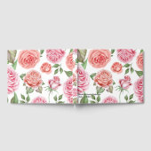 Peach Coral Pink Roses Grüne Blätter Hochzeit Gästebuch (Voll)