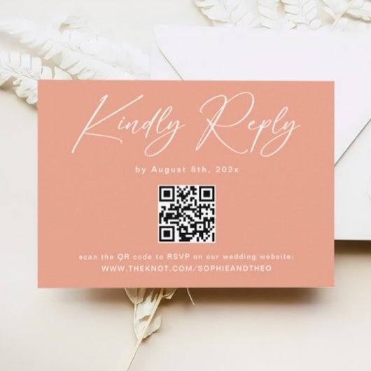Peach Coral Wedding RSVP Begleitkarte