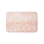 Peach Coral White Pastell Glitzer Name Monogram Badematte (Vorderseite)