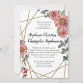 Peach Coral Zinnia Blume Hochzeit Einladung (Vorderseite)