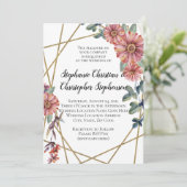 Peach Coral Zinnia Blume Hochzeit Einladung (Stehend Vorderseite)