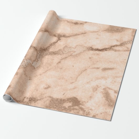 Peach Coramy Blush Marmor Metallische Pastete Geschenkpapier (Ungerollt)